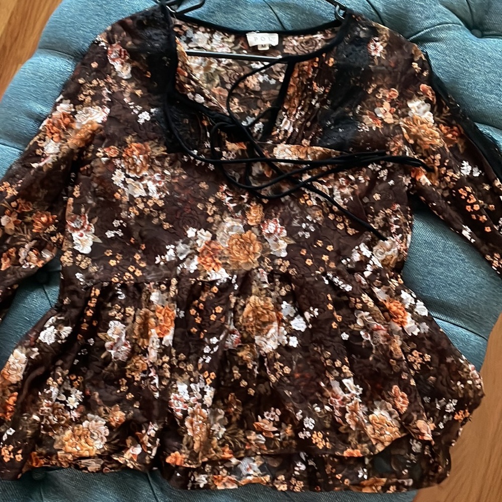 Lace floral blouse